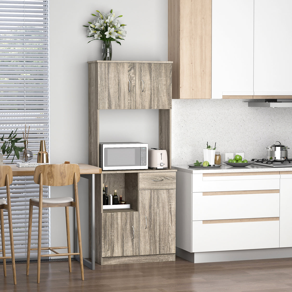 easycomfort easycomfort credenza moderna per cucina o sala da pranzo mobile buffet con armadietti e cassetti in legno grigio 71x41x178cm