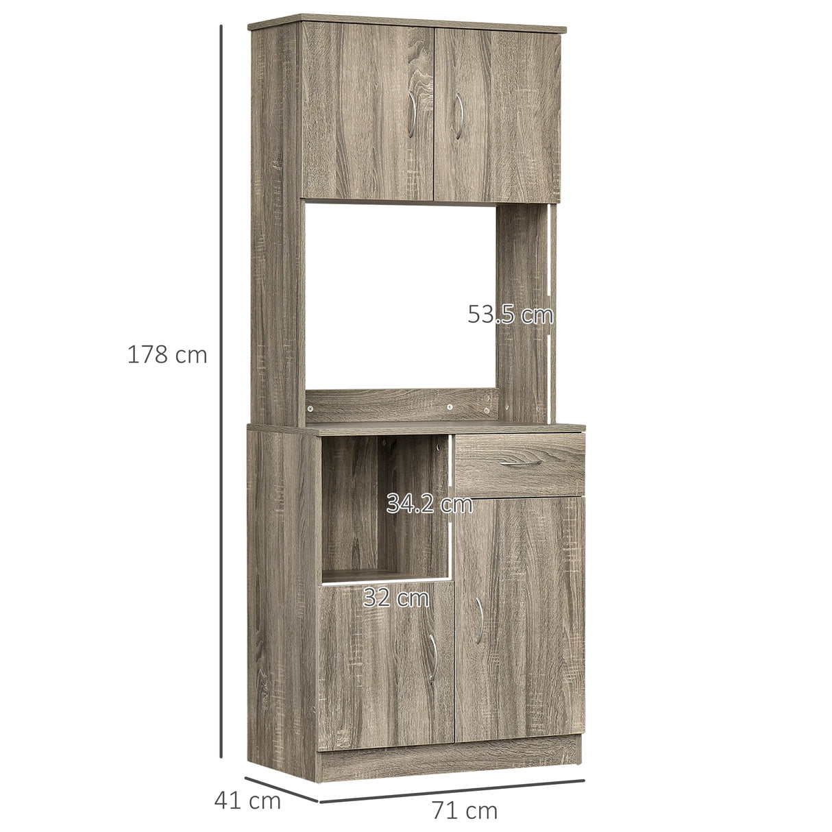 easycomfort easycomfort credenza moderna per cucina o sala da pranzo mobile buffet con armadietti e cassetti in legno grigio 71x41x178cm