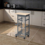 easycomfort easycomfort carrello da cucina con cassetti estraibili e 2 portabottiglie in legno di pino e metallo 47x37x83 cm