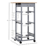 easycomfort easycomfort carrello da cucina con cassetti estraibili e 2 portabottiglie in legno di pino e metallo 47x37x83 cm