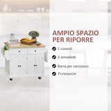 easycomfort easycomfort carrello da cucina portavivande con cassetti armadietti portaspezie e 4 ruote legno 111x44 5x82 5cm bianco