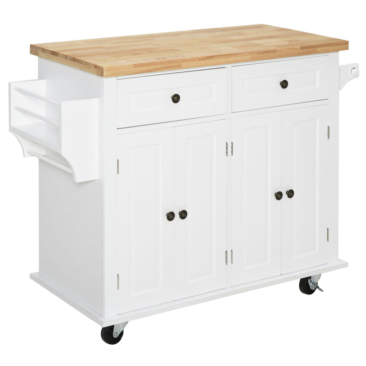 easycomfort easycomfort carrello da cucina portavivande con cassetti armadietti portaspezie e 4 ruote legno 111x44 5x82 5cm bianco