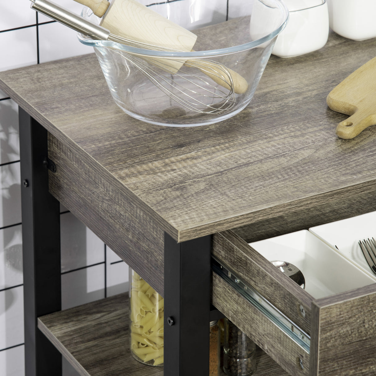 easycomfort easycomfort carrello da cucina portavivande con ruote legno truciolato 60x50x84 5cm marrone