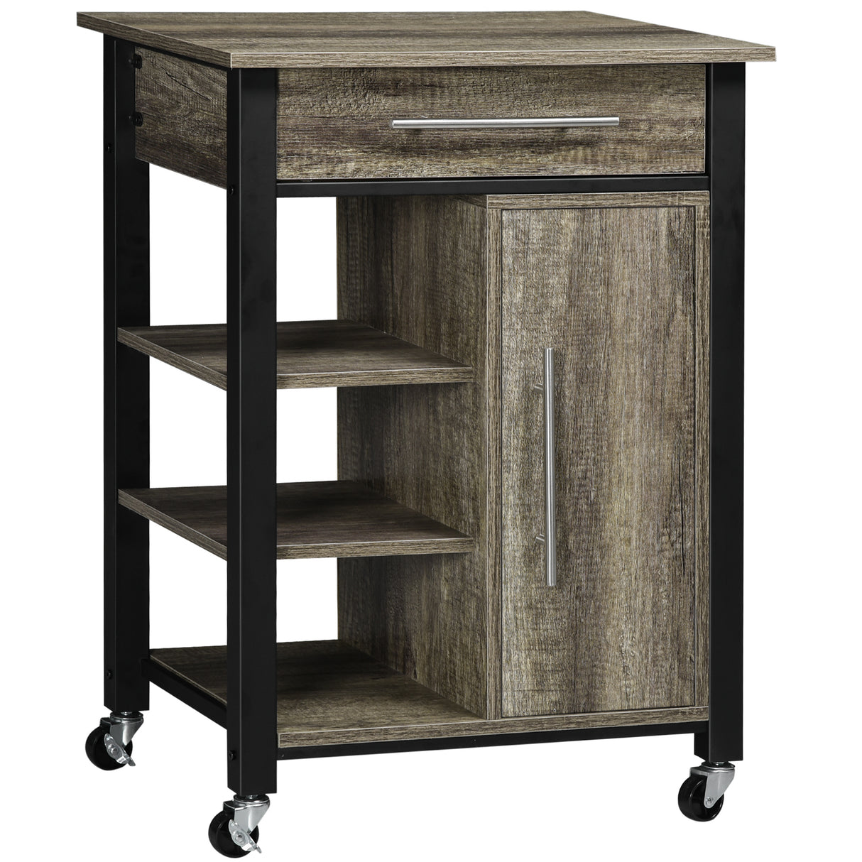 easycomfort easycomfort carrello da cucina portavivande con ruote legno truciolato 60x50x84 5cm marrone