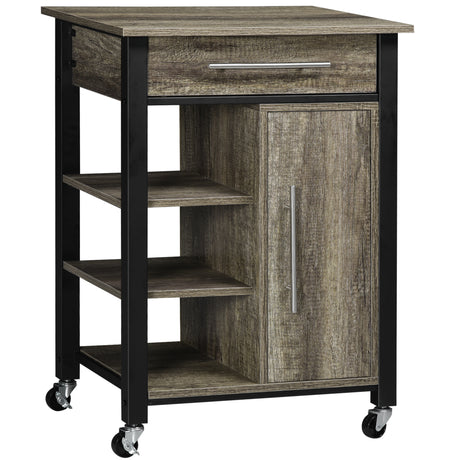 easycomfort easycomfort carrello da cucina portavivande con ruote legno truciolato 60x50x84 5cm marrone