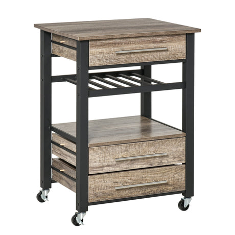 easycomfort easycomfort carrello da cucina portavivande con 3 cassetti e mensola mobiletto multiuso in legno truciolare 60x50x84 5cm quercia