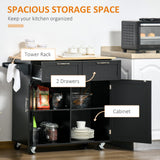 easycomfort easycomfort carrello da cucina multiuso in legno con 2 cassetti armadietto e 4 ruote 104x46x91cm nero