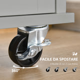 easycomfort easycomfort carrello da cucina multiuso in legno con 2 cassetti 3 antine e 4 ruote 121x46x91cm grigio