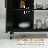 easycomfort easycomfort carrello da cucina in legno con cassetto armadietto e ruote 83x45x88cm nero