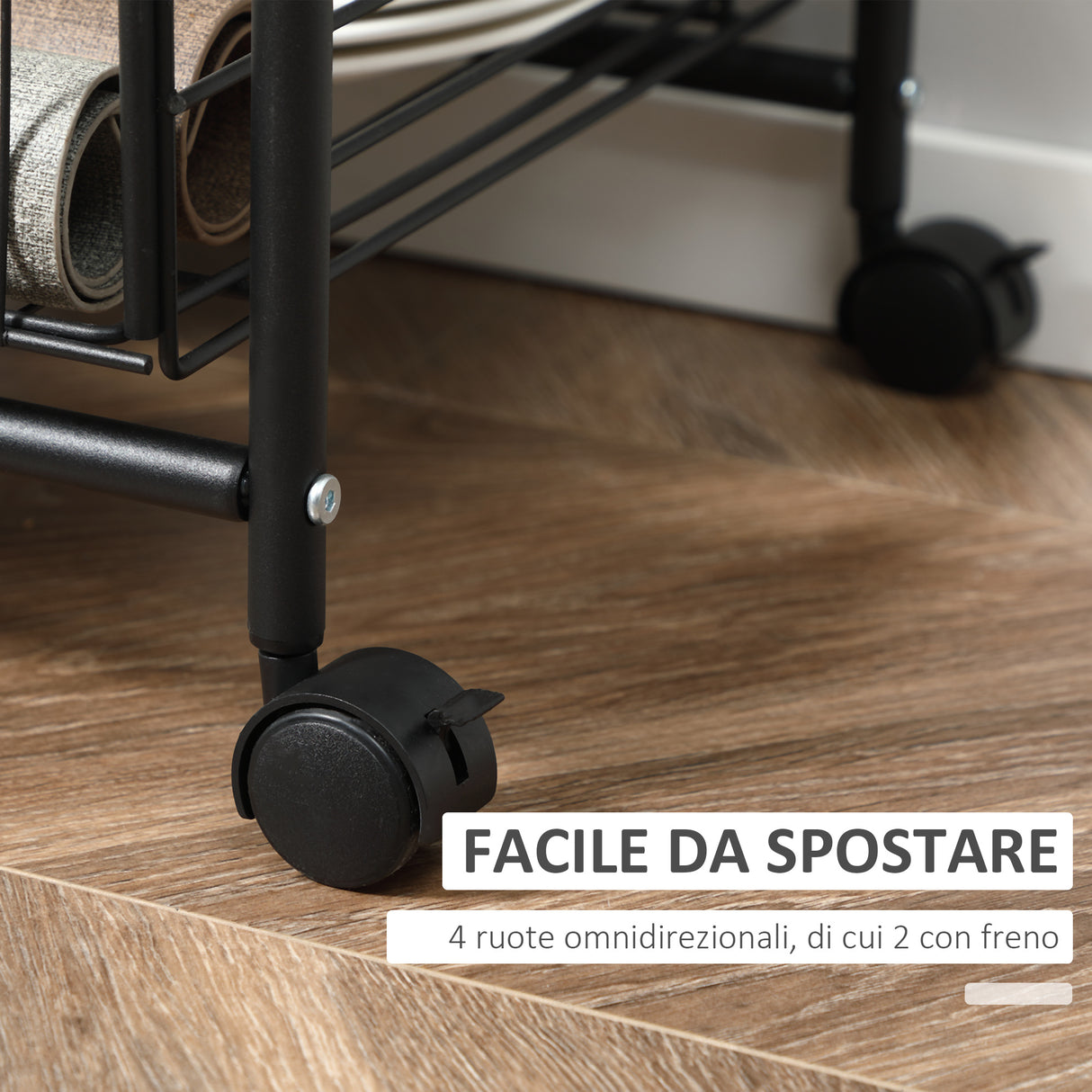 easycomfort easycomfort carrello da cucina portavivande stile industriale con 4 ruote 2 cestini e 4 ganci 60x38x85 5cm marronenero