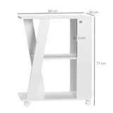 easycomfort easycomfort carrello da cucina portavivande in legno con 2 ripiani e ruote 60x38x77cm bianco