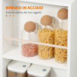 easycomfort easycomfort carrello da cucina portavivande in legno con 2 ripiani e ruote 60x38x77cm bianco