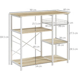 easycomfort easycomfort mobile cucina moderno a 4 ripiani con cestino e ganci in legno e acciaio 90x40x84 5cm quercia e bianco