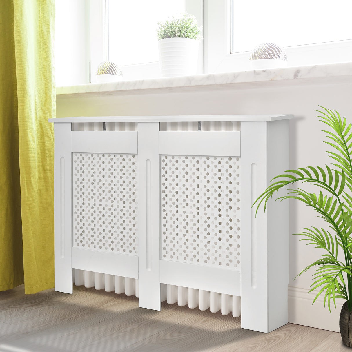 easycomfort easycomfort copritermosifone in legno a griglia bianco 111.5x82x19cm
