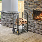 easycomfort easycomfort portalegna con set attrezzi per il camino in acciaio nero 40 x 30 x 74.5cm