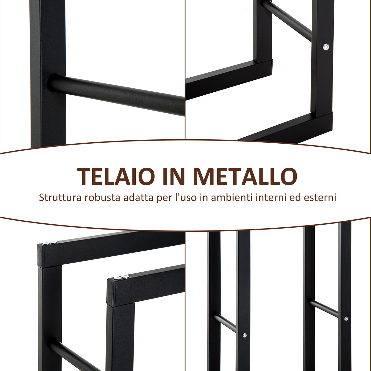 easycomfort easycomfort scaffale legnaia per interno ed esterno nero 40x25x100cm