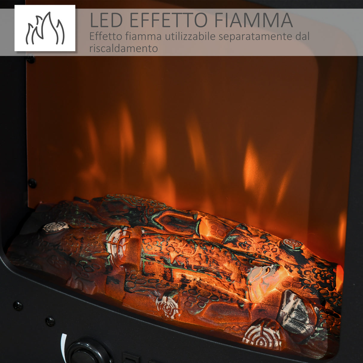 easycomfort camino elettrico da terra con effetto fiamma temperatura regolabile copertura 15 20m nero