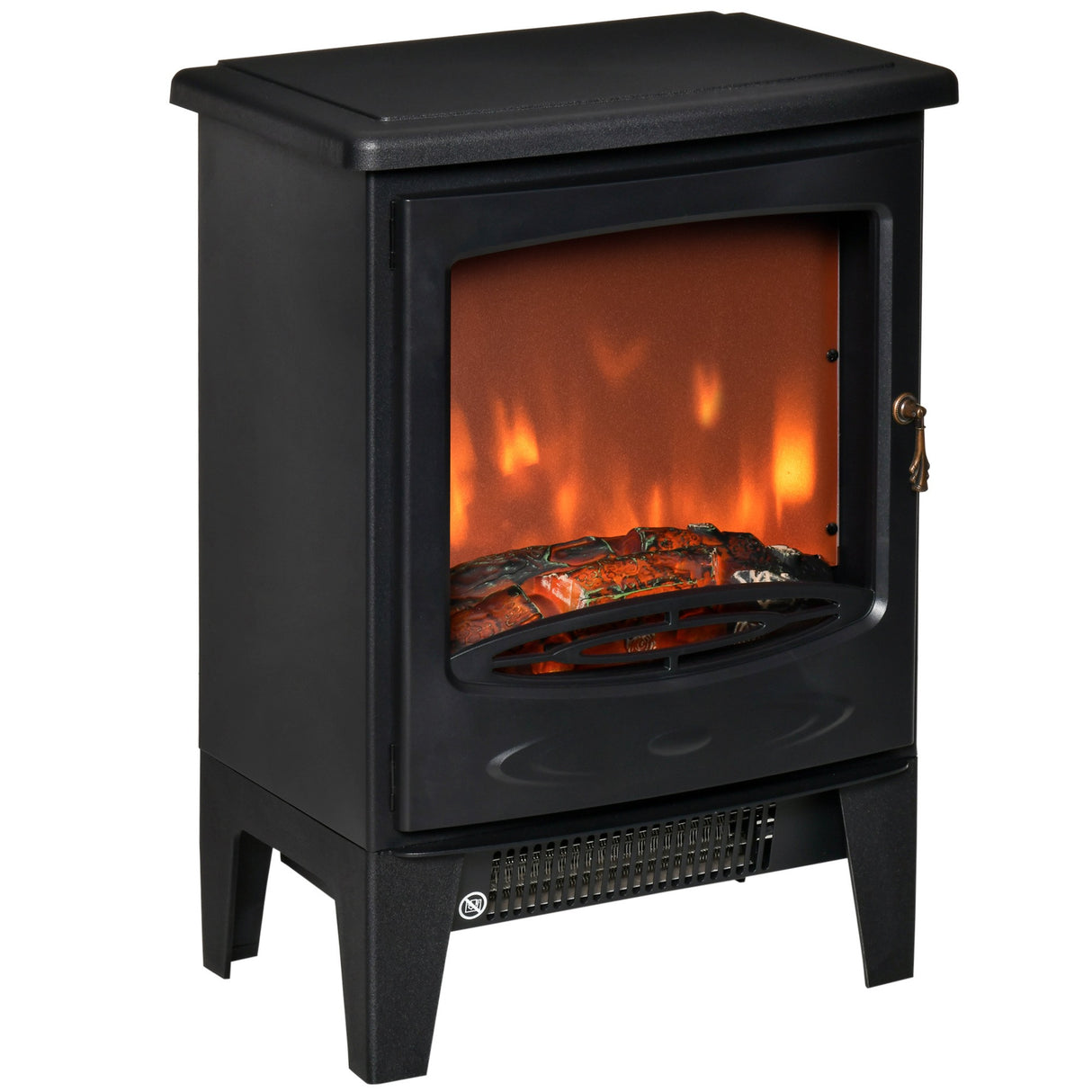 easycomfort camino elettrico da terra con effetto fiamma temperatura regolabile copertura 15 20m nero
