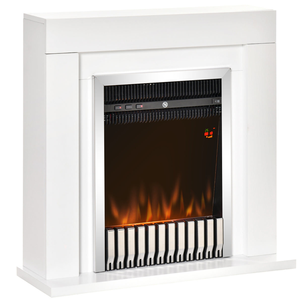 easycomfort easycomfort camino elettrico da terra con effetto fiamma realistico timer e telecomando 1000w e 2000w 79x26x77 5cm bianco e nero