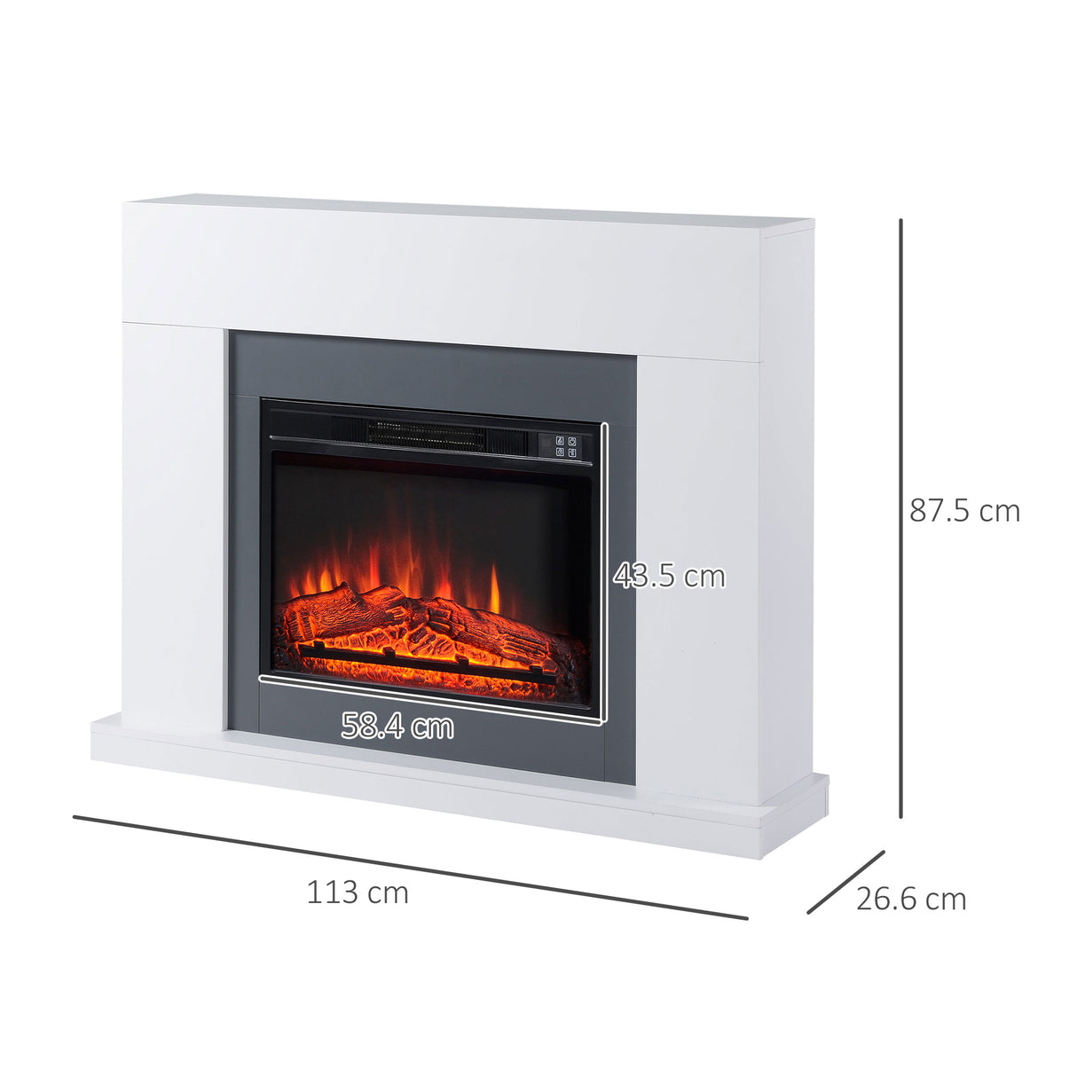 easycomfort easycomfort camino elettrico a parete con led effetto fiamma e timer copertura 37m 2000w bianco