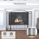 easycomfort parascintille caminetto con 3 pannelli pieghevoli   nero