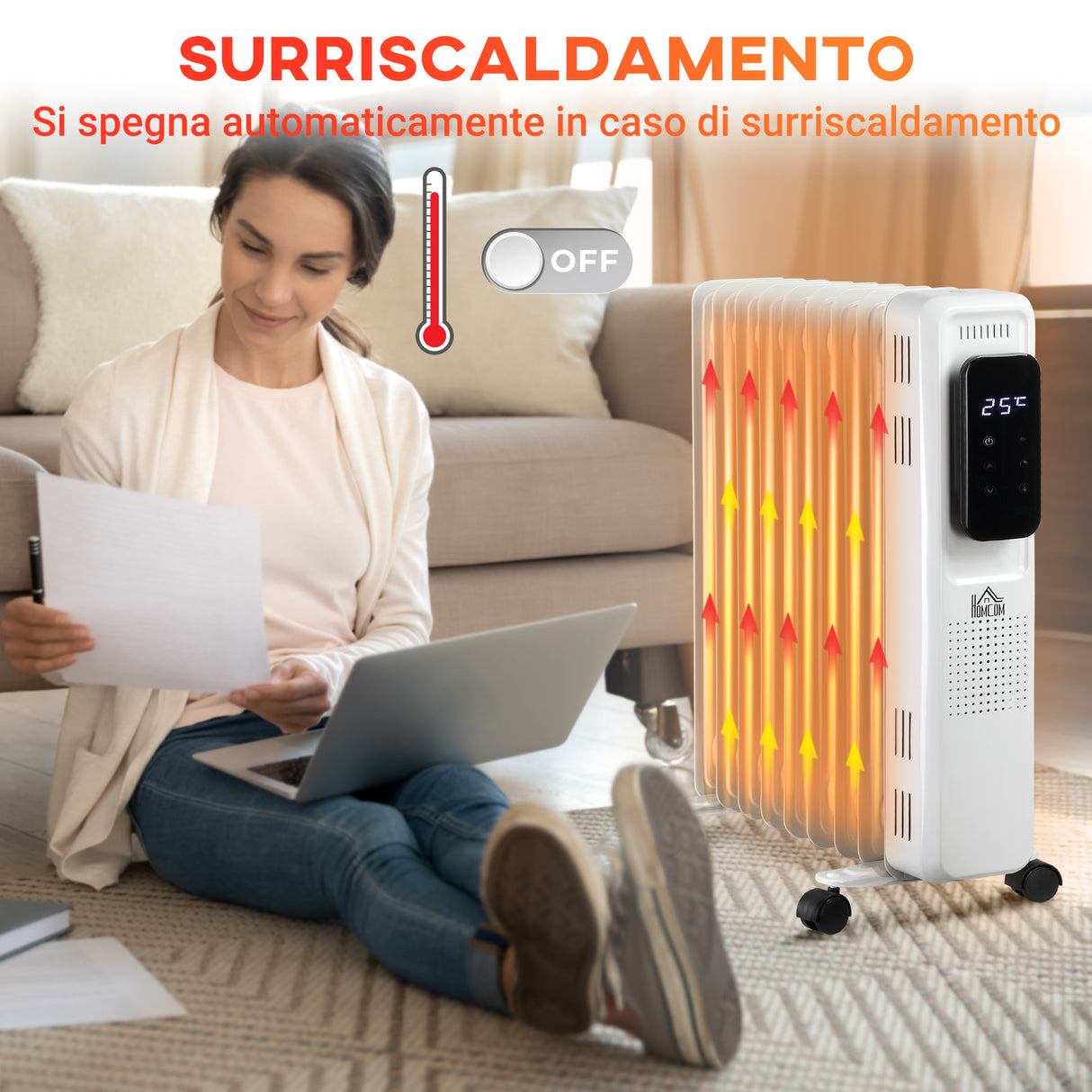 easycomfort easycomfort calorifero a olio a 9 elementi 3 livelli di riscaldamento e timer 42 5x24x63cm bianco