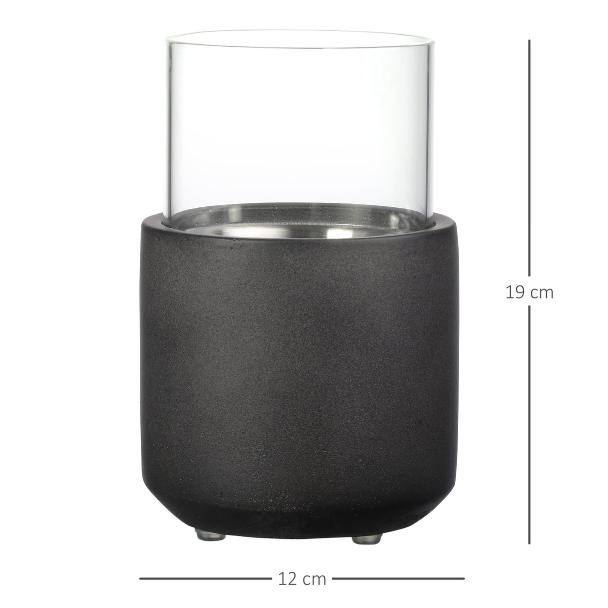 easycomfort camino a bioetanolo da tavolo con serbatoio da 0.4l 12x12x19cm grigio scuro