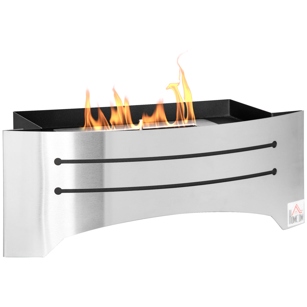 easycomfort camino bioetanolo in acciaio inox 3h di combustione con serbatoio 1.5l e copertura 25m 45x18x17 cm argento