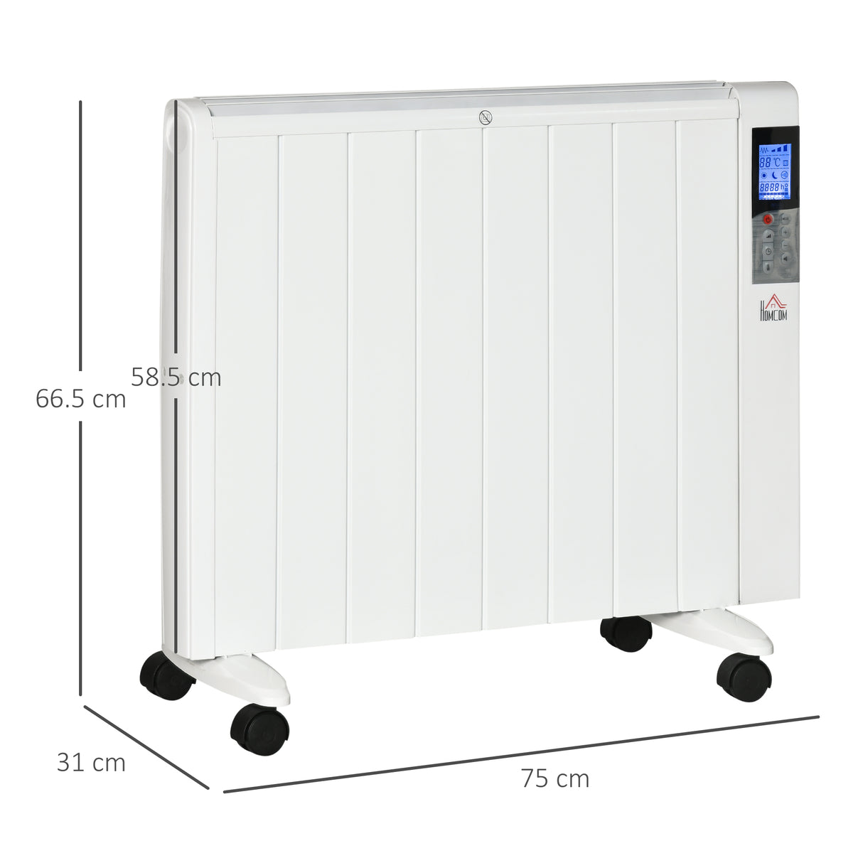 easycomfort stufetta elettrica da 1000 2000w con timer e impostazioni di calore per stanze max 15 m 75x31x66.5 cm bianco
