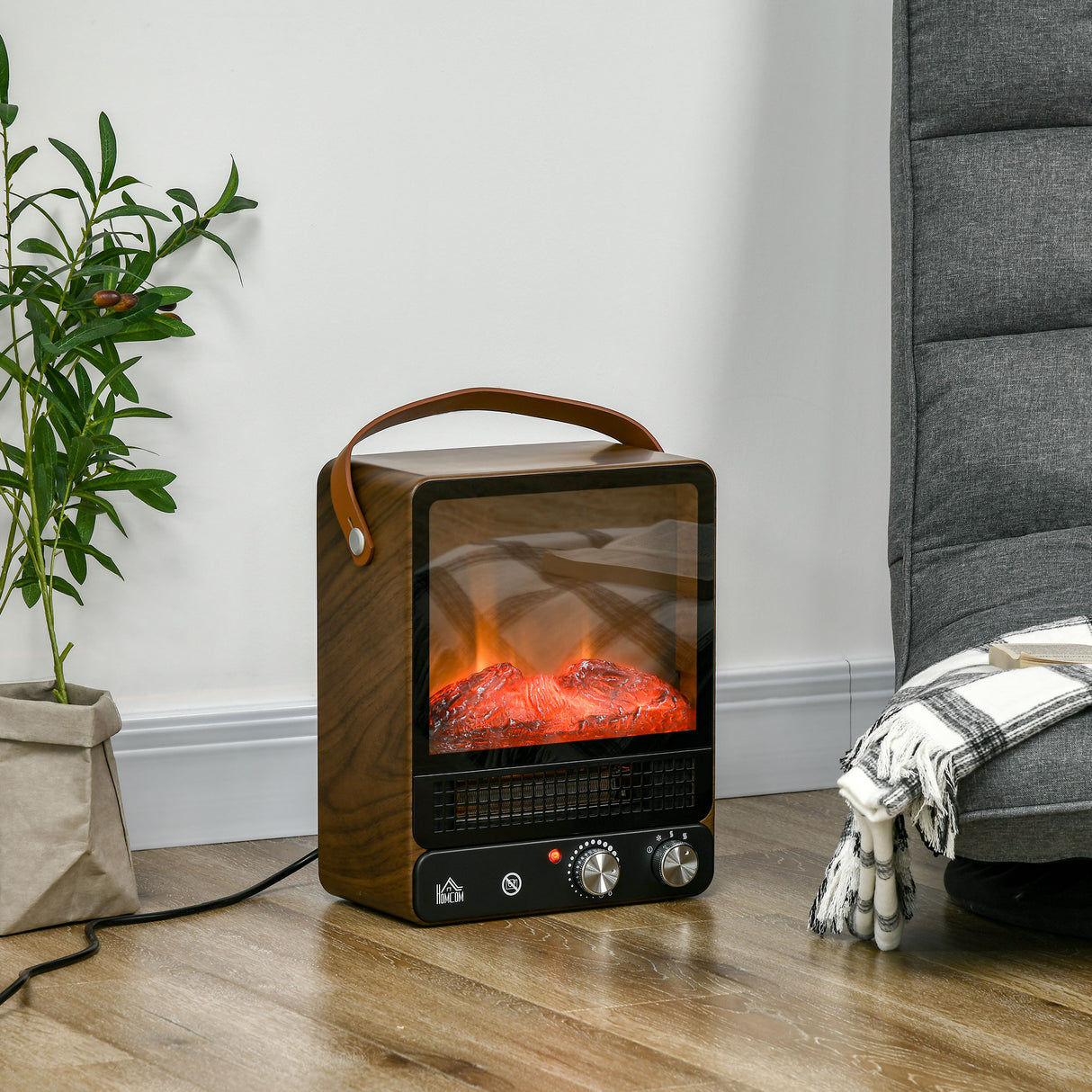 easycomfort camino elettrico con fiamma led 3 modalita di riscaldamento e interruttore di sicurezza 30.3x17.5x37.4 cm