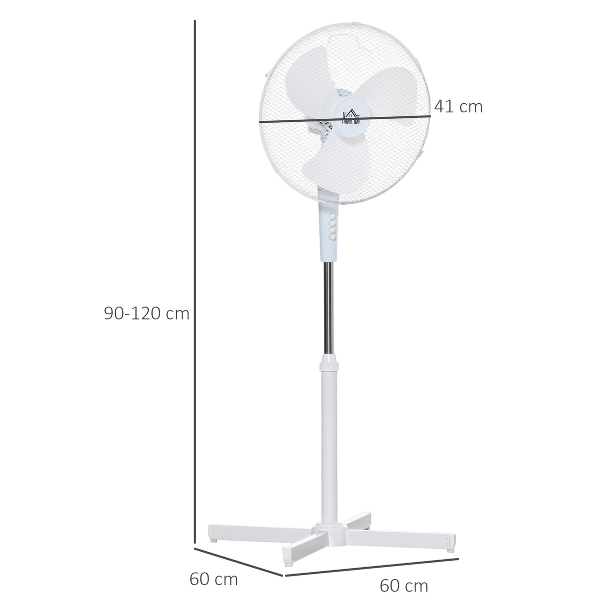 easycomfort ventilatore a piantana a 3 velocita con inclinazione a 80 60x60x90 120cm