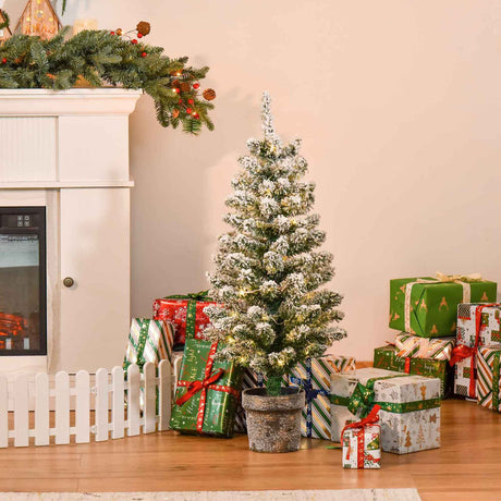 easycomfort easycomfort albero di natale artificiale innevato con 60 luci led bianche e 116 rami base con vaso rimovibile 40x90cm verde