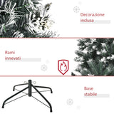 easycomfort easycomfort albero di natale innevato 150cm con bacche decorative bianche base rimovibile pieghevole 378 rami verde