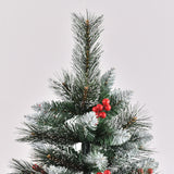 easycomfort easycomfort albero di natale innevato con bacche rosse da interni base rimovibile e pieghevole 539 rami 60x180cm verde