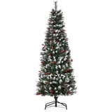 easycomfort easycomfort albero di natale innevato con bacche rosse da interni base rimovibile e pieghevole 539 rami 60x180cm verde