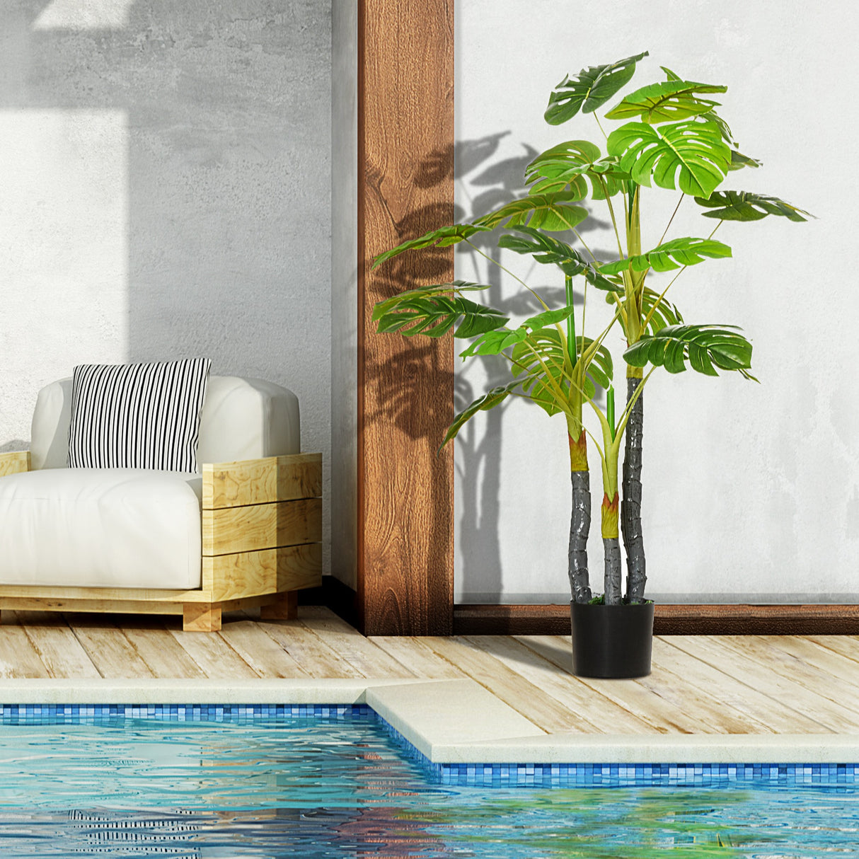 easycomfort monstera pianta artificiale per interno ed esterno pianta finta realistica con 20 foglie 120cm