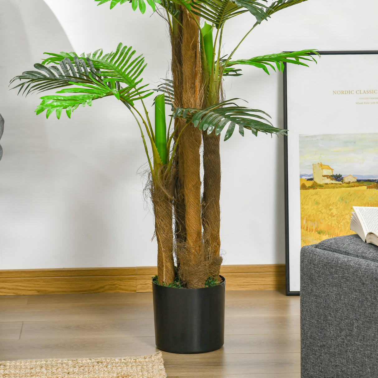 easycomfort palma artificiale in vaso con 42 foglie pianta finta realistica per interno ed esterno 185cm