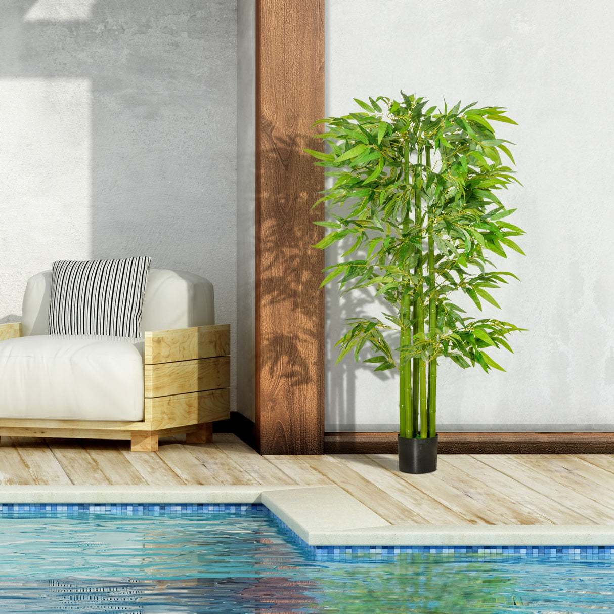 easycomfort pianta finta di bambu alta 160cm con vaso nero per interno ed esterno