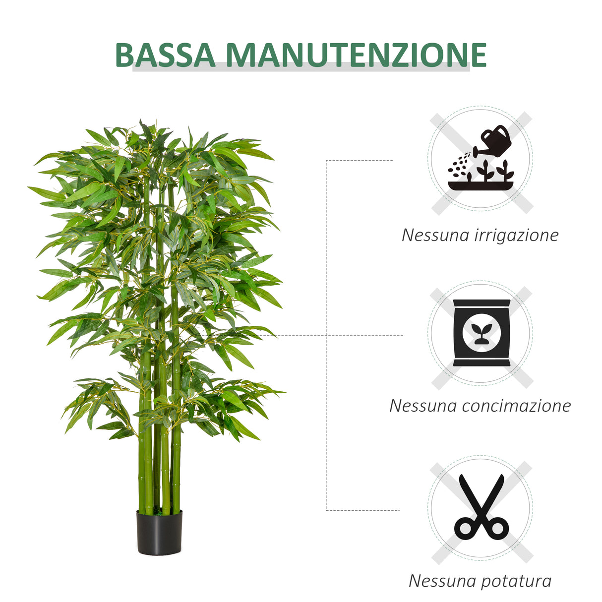 easycomfort pianta finta di bambu alta 160cm con vaso nero per interno ed esterno