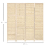 easycomfort easycomfort paravento separe da interno a 4 ante in legno e bambu pieghevole e salvaspazio altezza 170cm marrone