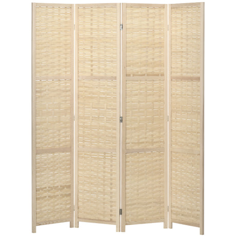 easycomfort easycomfort paravento separe da interno a 4 ante in legno e bambu pieghevole e salvaspazio altezza 170cm marrone