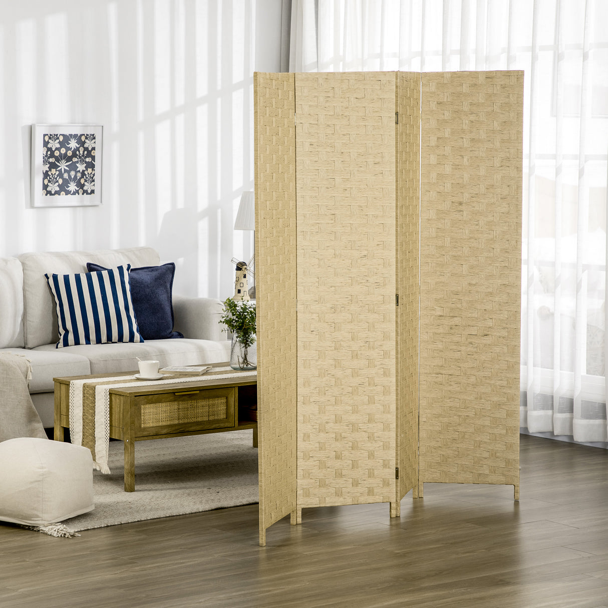 easycomfort easycomfort paravento separe da interno a 4 ante in legno pieghevole e salvaspazio altezza 170cm marrone