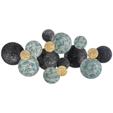 easycomfort easycomfort decorazione murale in metallo 3d wall art a cerchi 133x66cm blu nero e oro