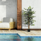 easycomfort pianta artificiale di fico da 130 cm a 702 foglie e 3 tronchi con vaso o15x12.5 cm per interni ed esterni