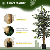 easycomfort pianta artificiale di fico da 130 cm a 702 foglie e 3 tronchi con vaso o15x12.5 cm per interni ed esterni