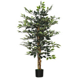 easycomfort pianta artificiale di fico da 130 cm a 702 foglie e 3 tronchi con vaso o15x12.5 cm per interni ed esterni