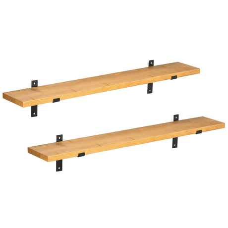 easycomfort easycomfort set da 2 mensole da parete in legno di pino 90x15x 2 5 marrone