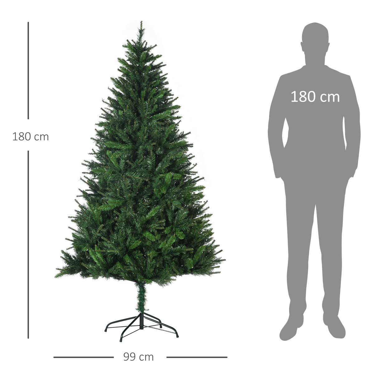 easycomfort easycomfort albero di natale artificiale 180cm con 786 rami 2 sezioni e base in metallo verde