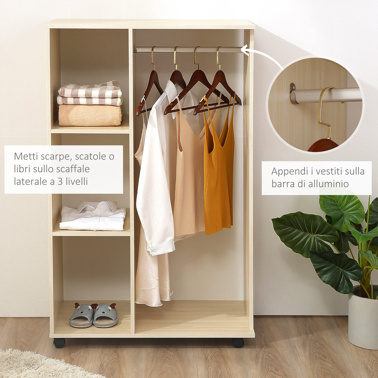 easycomfort easycomfort mobile aperto con stand appendiabiti e 3 ripiani 80 x 40 x 128cm ean 8054111846721