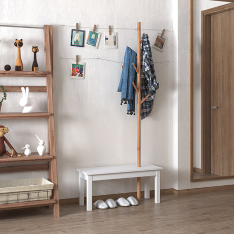 easycomfort easycomfort panca con appendiabiti in bambu colore bianco e legno 80x30x180cm ean 8054111843263